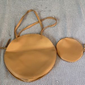 Vegan leather circle tote